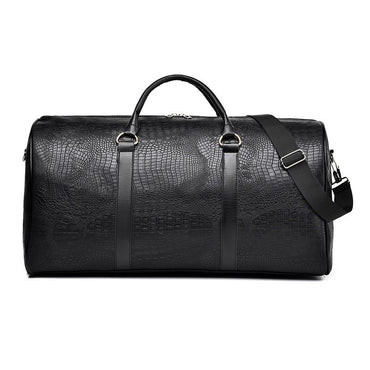 Large Capacity Travel Duffle Bag for Men PU Leather Crocodile Pattern Waterproof Sports daily casual Tote Bag women