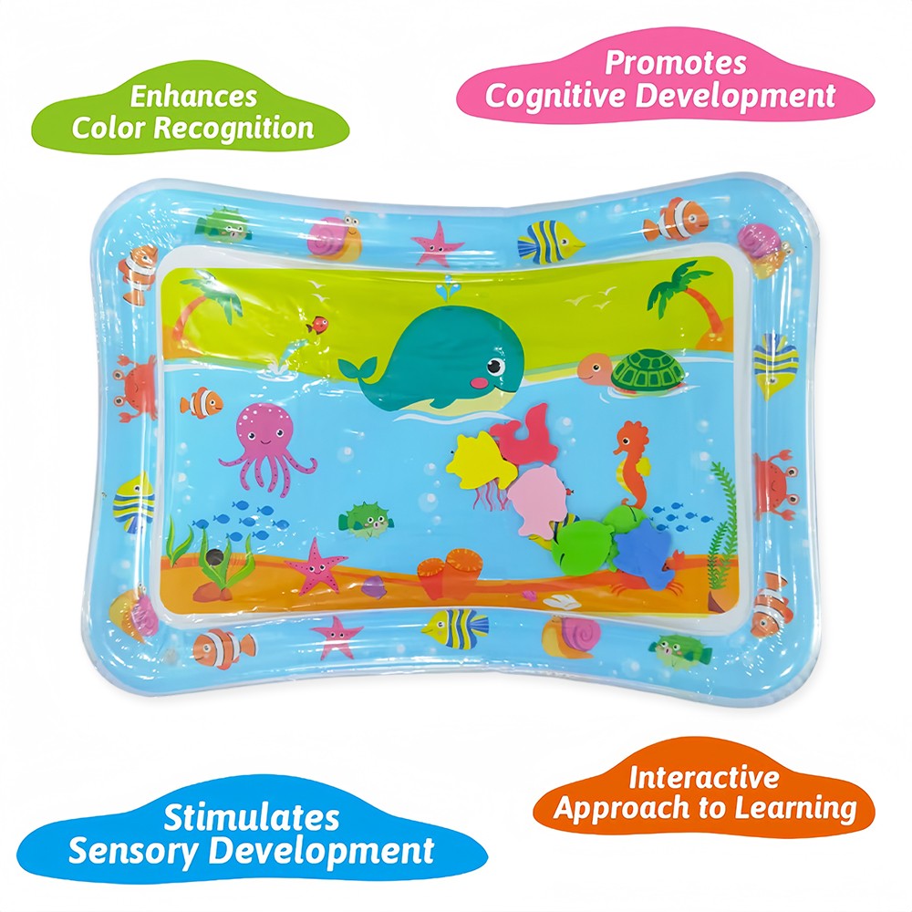 1pc Blue Whale Inflatable PVC Playing Water Mat Baby Toddler Pad Early Education Activity Toys Mat Cushion Gift