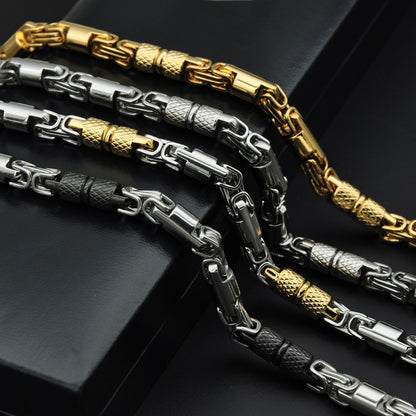 Colar Bicicleta Rock Punk HipHop 6mm Banhado a Ouro Joias Masculinas Femininas Corrente Bizantina de Aço Inoxidável Presentes