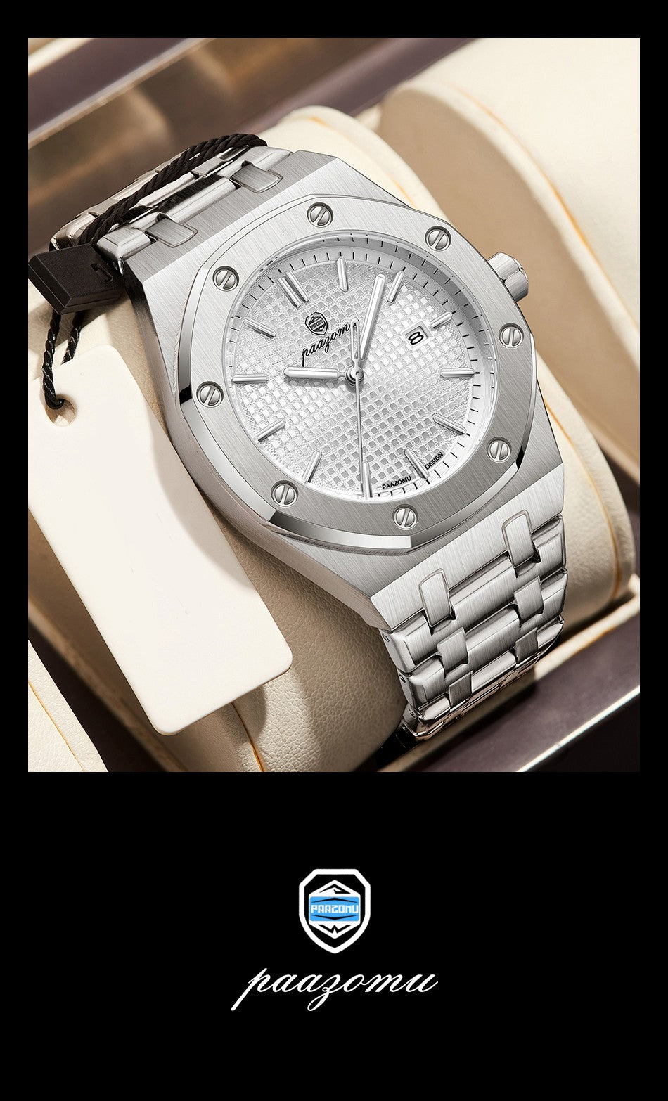 PAAZOMU Luxury Business Man Wristwatch Waterproof Luminous Date Men Watch Stainless Steel Fashion Quartz Watches For Men Reloj