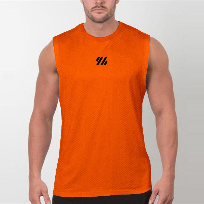 Mens Running Sleeveless Sport Tank Tops Gym Bodybuilding Fitness Workout Muscle Vests Mesh Cool Breathable Quick Dry T-Shirts