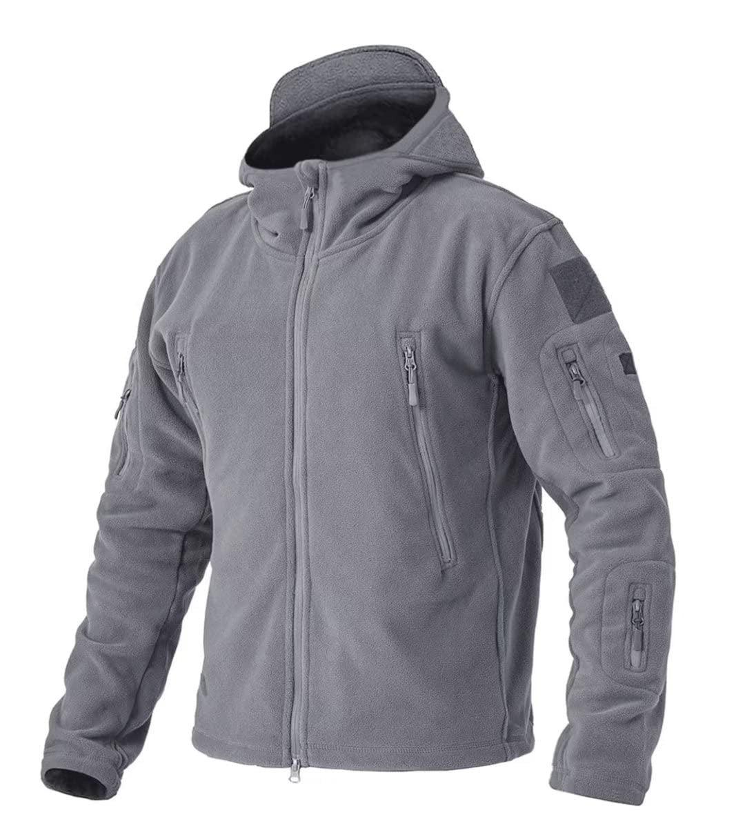TACVASEN Winter Hooded Coats Mens Fleece Jackets Full Zip Up Multi-Pockets Fishing Hiking Climbing Outerwear Causal Parka Tops
