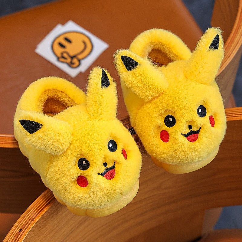 2025 New Winter Warm Cute Cartoon Indoor Mule Soft Non-slip Fluffy Slippers For Kids Teen Boys Girls Children Home Cotton Shoes