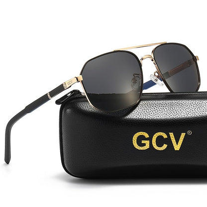 GCV 2025 Óculos de Sol Polarizados Clássicos Masculinos Modelo Piloto Quadrado Armação de Metal Óculos de Sol Masculinos para Dirigir Óculos UV Bloqueador Luxo