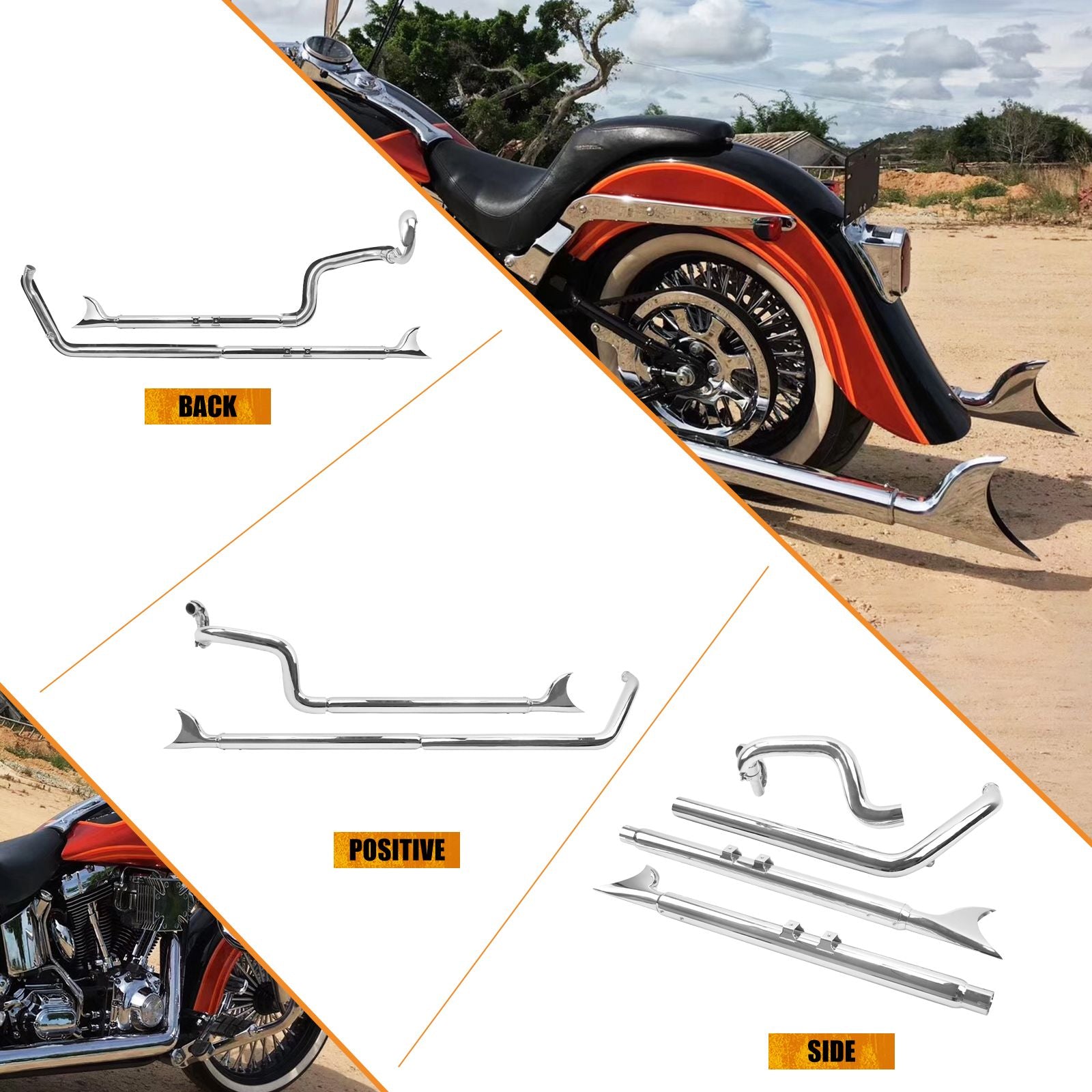 Motorcycle Chrome Dual Exhaust System For Harley Softail Fatboy FLSTF Deluxe 2007-2017 Breakout FXSB 13-2016 Slim Exhaust Pipe