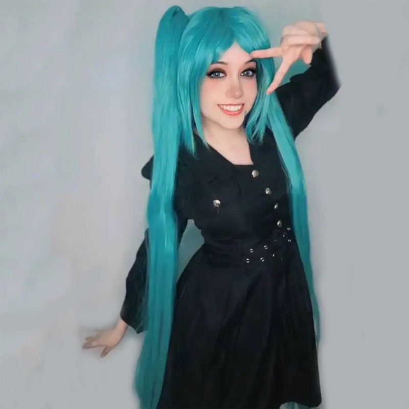 HAIRJOY Cabelo Sintético VOCALOID Sakura Hatsune Miku Longas Rabos de Cavalo Peruca Verde Cosplay