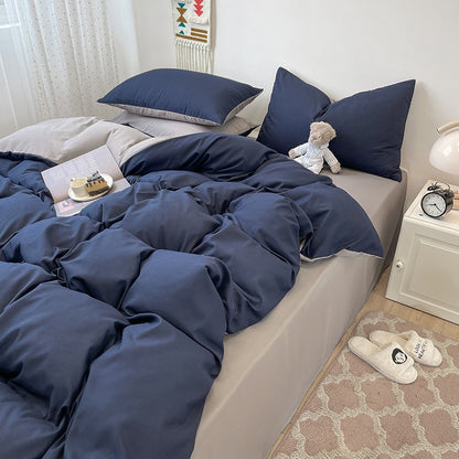 3-piece fashionable double-piece duvet cover set, simple duvet cover set (1 duvet cover +2 pillowcases, core not included)