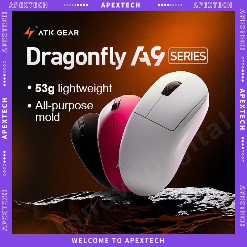 ATK Dragonfly A9 Ultra/A9 Plus Gaming Mouse Dual 8K Polling Tri Mode PAW3395/3950 Sensor Ergonomic  Esport PC Peripheral