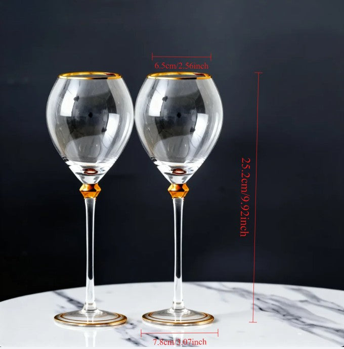 Conjunto 2 Peças Taças de Cristal Luxo Vinho Tinto Copos Altos para Festa Champanhe Flute Copos de Beber