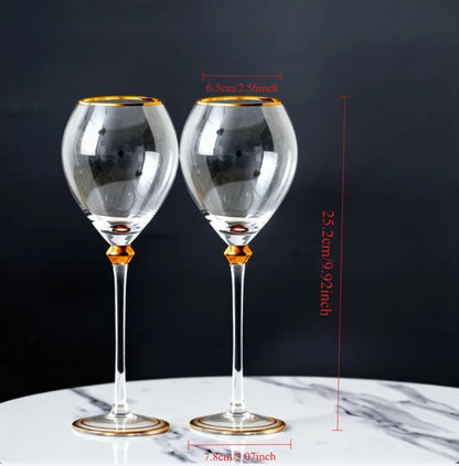 Conjunto 2 Peças Taças de Cristal Luxo Vinho Tinto Copos Altos para Festa Champanhe Flute Copos de Beber