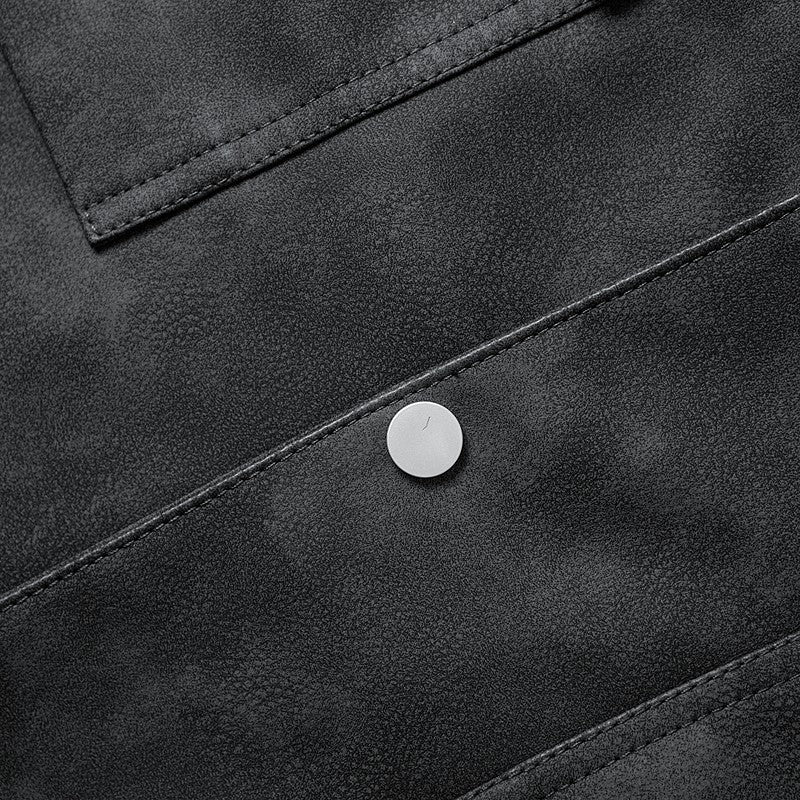 Leather Jacket Men Suede Coats Black Pockets Oversized 6XL 7XL 8XL Plus Size Street Motorcycle Button Autumn Brand Waterproof