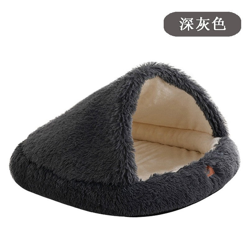 Cama Quente de Inverno para Gatos e Cães em Formato Fechado, Ninho para Gatos, Cama para Cães
