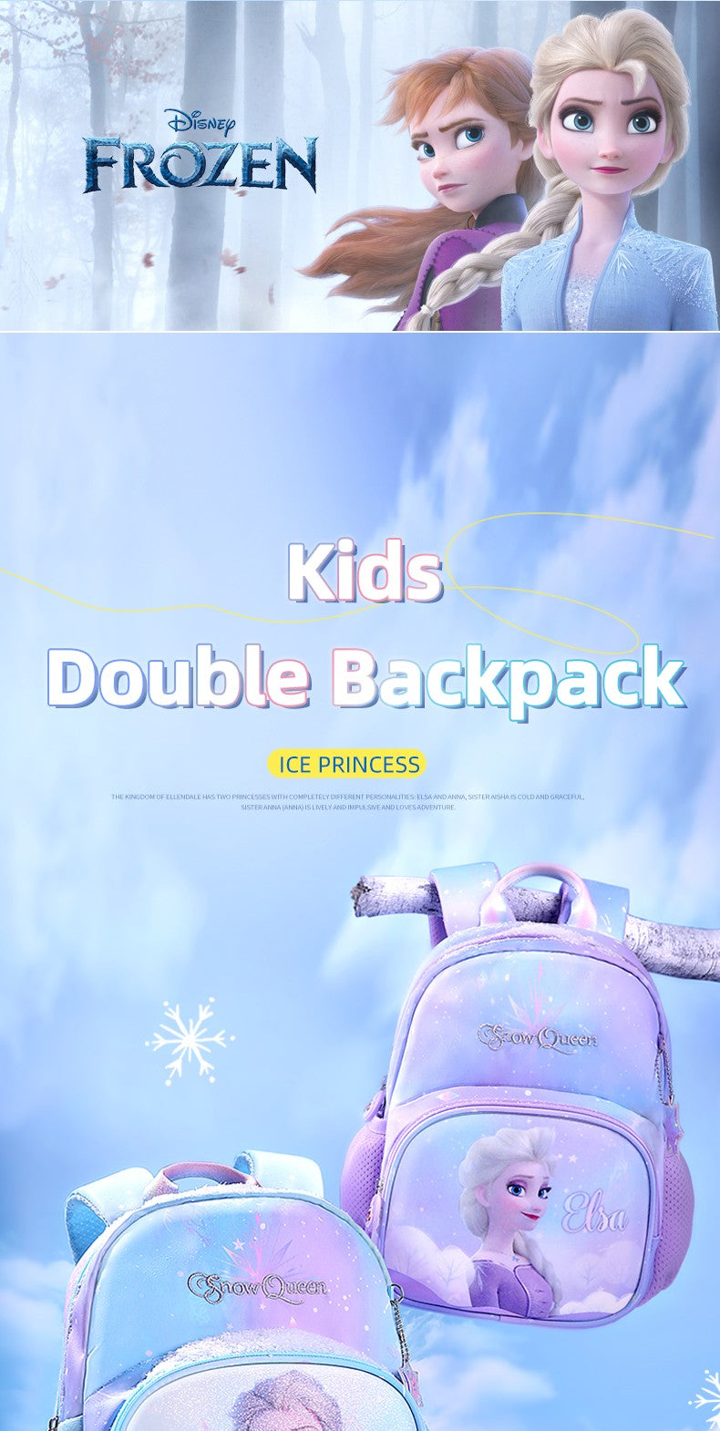 Disney Toddler Backpack: Frozen Princess Elsa Backpack for Little Girls - Lightweight Large Capacity School Bag for Nursery