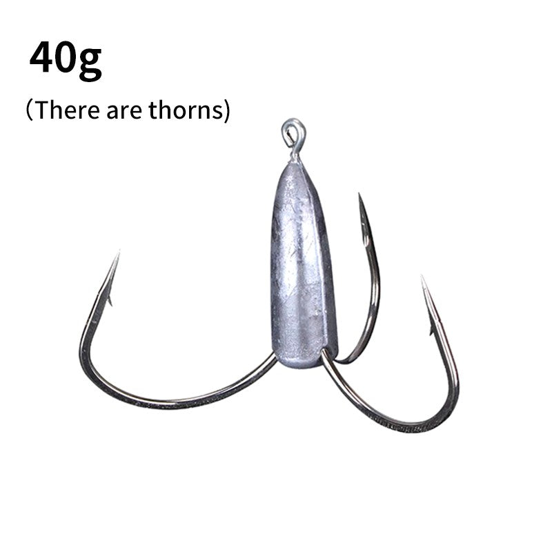 Anzóis de Pesca Triplos Prateados de Aço Carbono com Farpa 20g/30g/40g/50g/60g/80g Agulha de Pesca Acessórios de Pesca
