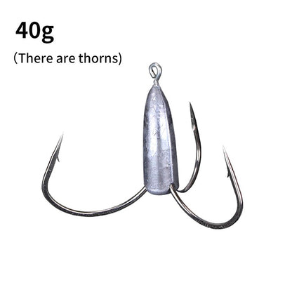Anzóis de Pesca Triplos Prateados de Aço Carbono com Farpa 20g/30g/40g/50g/60g/80g Agulha de Pesca Acessórios de Pesca