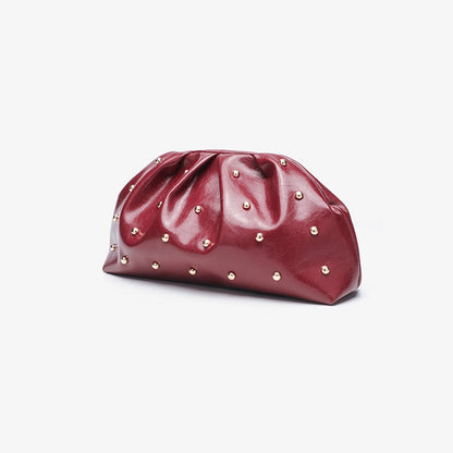 2025 Large Capacity Folded Cloud Clutches Women's Handbag Fashion Simple Multifunctional Clasp Bag Mushroom Nail Dinner Bag