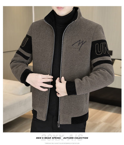 Men'S Thicken High collar Jacket Winter Warm Jackets For Men Fleece Long Sleeve Coat Man Casual Coats Men's woolen overcoat