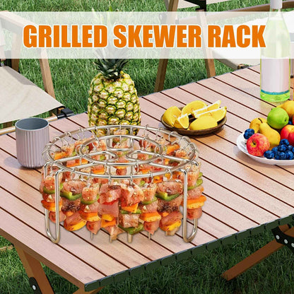 Air Fryer Grill Rack Stainless Steel Hanging Grill Skewers Non-Stick home Barbecue Kebabs Rack For Vegetable Fish Meat Shrimp