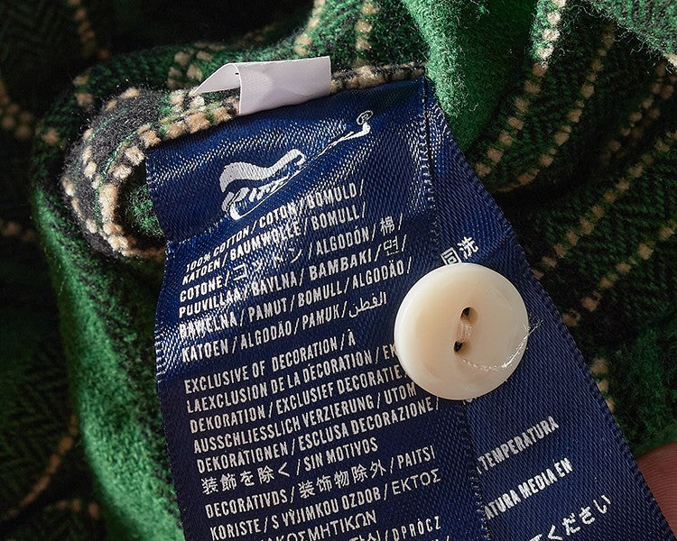 8112# Autumn New Japanese Retro Cargo Sueded Plaid Shirt Men's Fashion 100% Cotton Washed Old Pocket Long Sleeve Casual Blouses