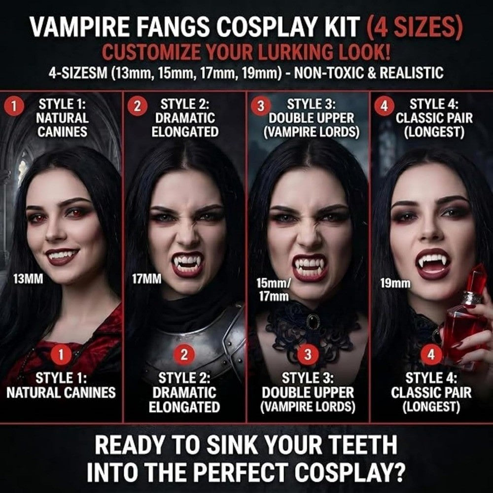 4 Pairs Vampire Teeth for Cosplay Fangs Dentures Props Halloween Costume Props Solid Glue Denture Adhesive Halloween