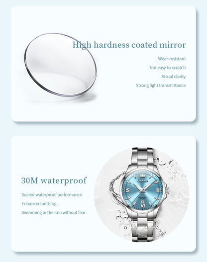 OLEVS Women's Watches Trend Elegant Stainless Steel Original Brand Small Dial Quartz Wristwatch for Lady Waterproof Luminous New