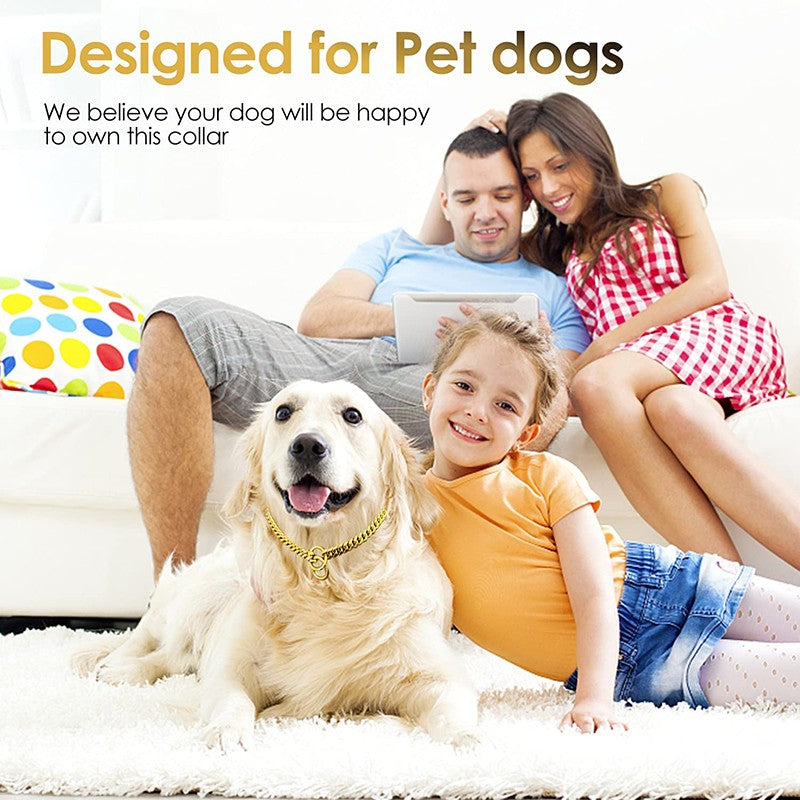 Coleira de corrente de aço inoxidável coleira grande de corrente para cães de metal cães elos médios elos pequenos de aço dourado cubano para passeio e adestramento