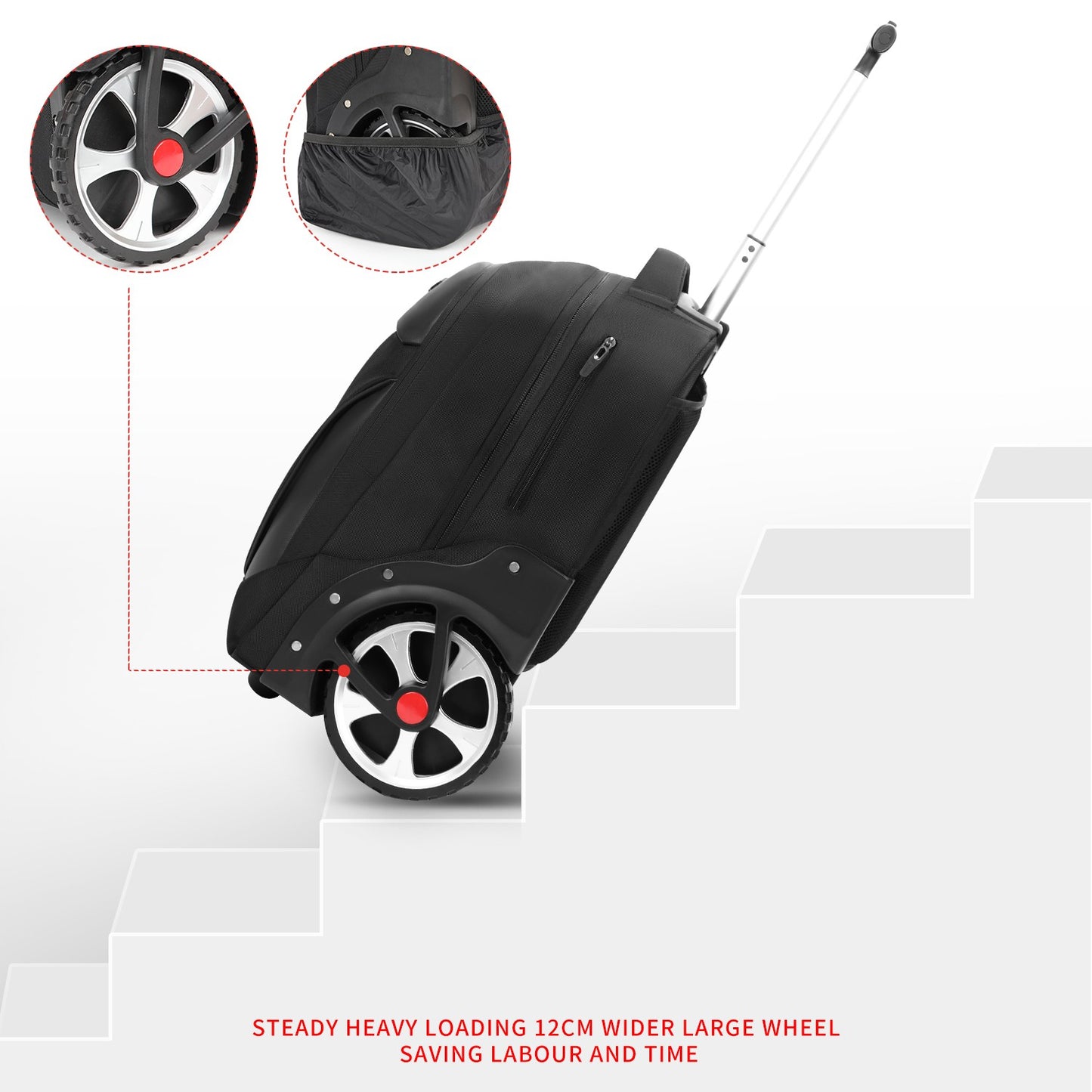 Mochila de Rodinhas de 20 polegadas com Rodas, Malas de Viagem, Bolsas de Carrinho de Grande Capacidade, Mochila Multiuso para Laptop de Mão