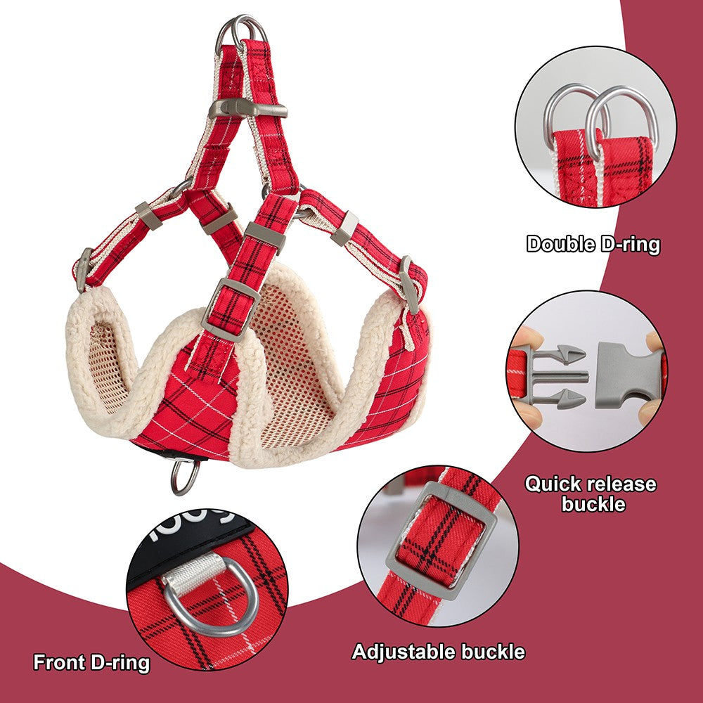 Conjunto de Coleira e Peitoral Respirável para Cães Peitoral de Pele para Cães Quente de Inverno Colete Corda para Passeio de Animais com Saco de Lixo para Cães Pequenos e Médios