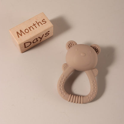 Hot sale cute bear baby rattle  silicone teether 0-1 year toy
