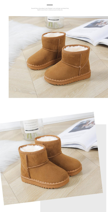 Children Snow Boots for Boys Girls Little Toddler Kids Thermal Boots Ankle Warm Classic Suede Flock Fabric Fashion Autumn Winter