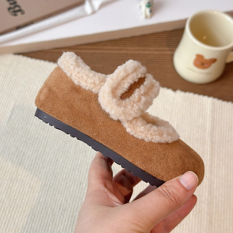 Children's Cotton Shoes 1-18 Years Old Beige Padded Thickened Boys Girls Walking Shoes Brown Soft Bottom Non-slip Kids Fur Shoes