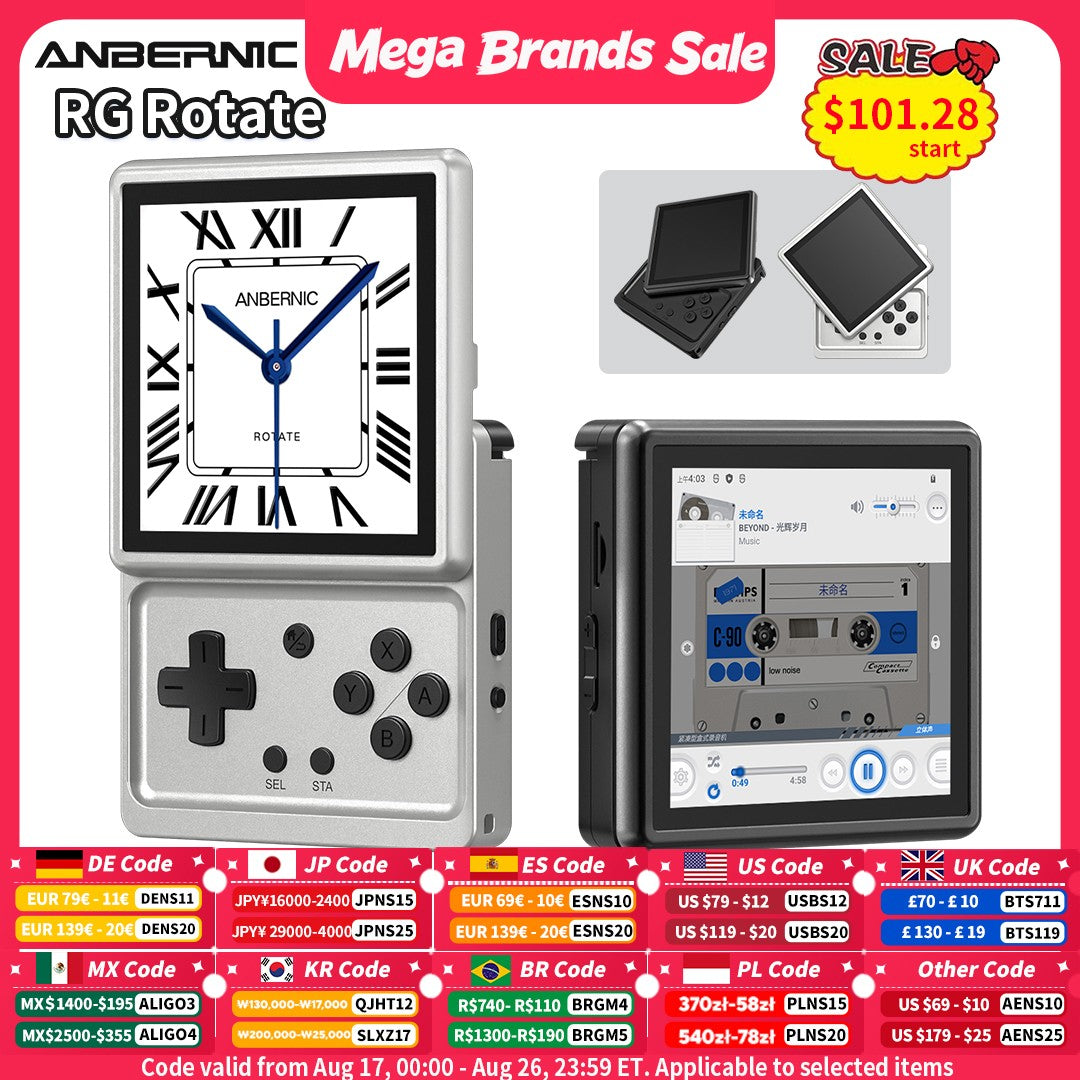 Anbernic RG Rotate Handheld Game Console 3.5" IPS Rotating Screen Android Aluminum Alloy 2000 mAh Retro Portable Games Player AI