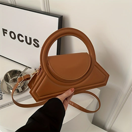 Solid Color Pu Leather Elegant Tote Bag, Versatile; Vintage Small Square Bag, Stylish Shoulder Crossbody Bag for Work Occasions