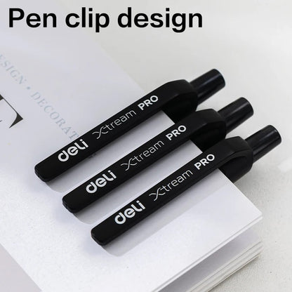 DELI Smooth Writing Ballpoint Pens 0.7mm Black and Blue Ink Pens 12PCS Pack of Retractable Ballpoint Pens for Office School Home