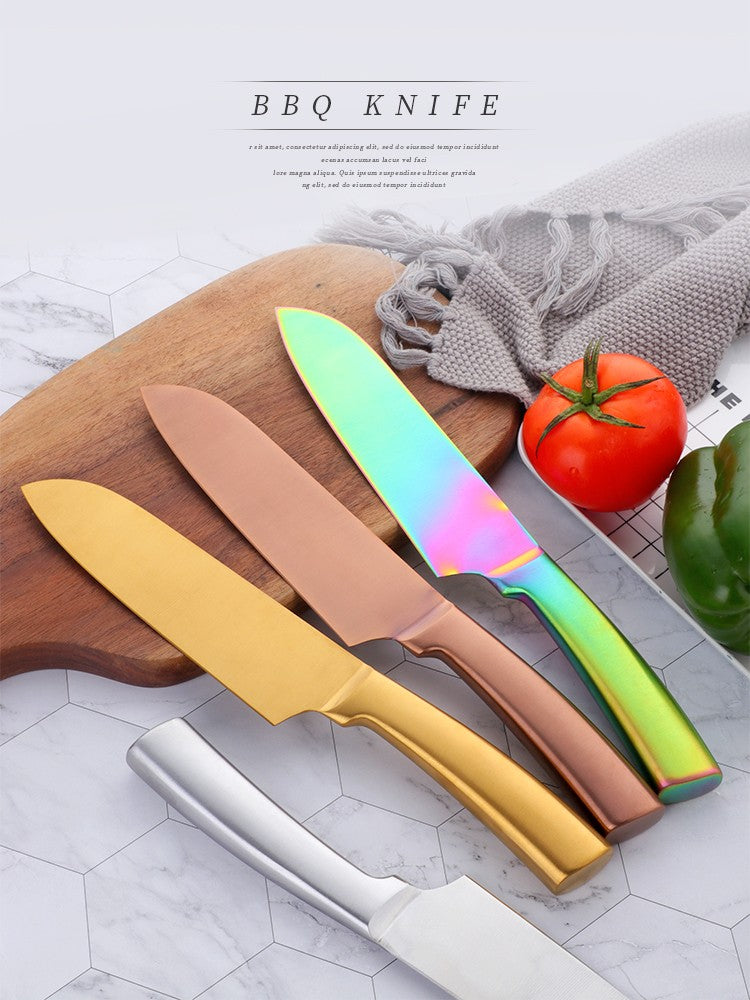 Colorful Durable Kitchen tools Boning Knife Cleaver Stainless Steel cutter- 6.3Inch Blade -Metal Long Handle For BBQ Restaurant