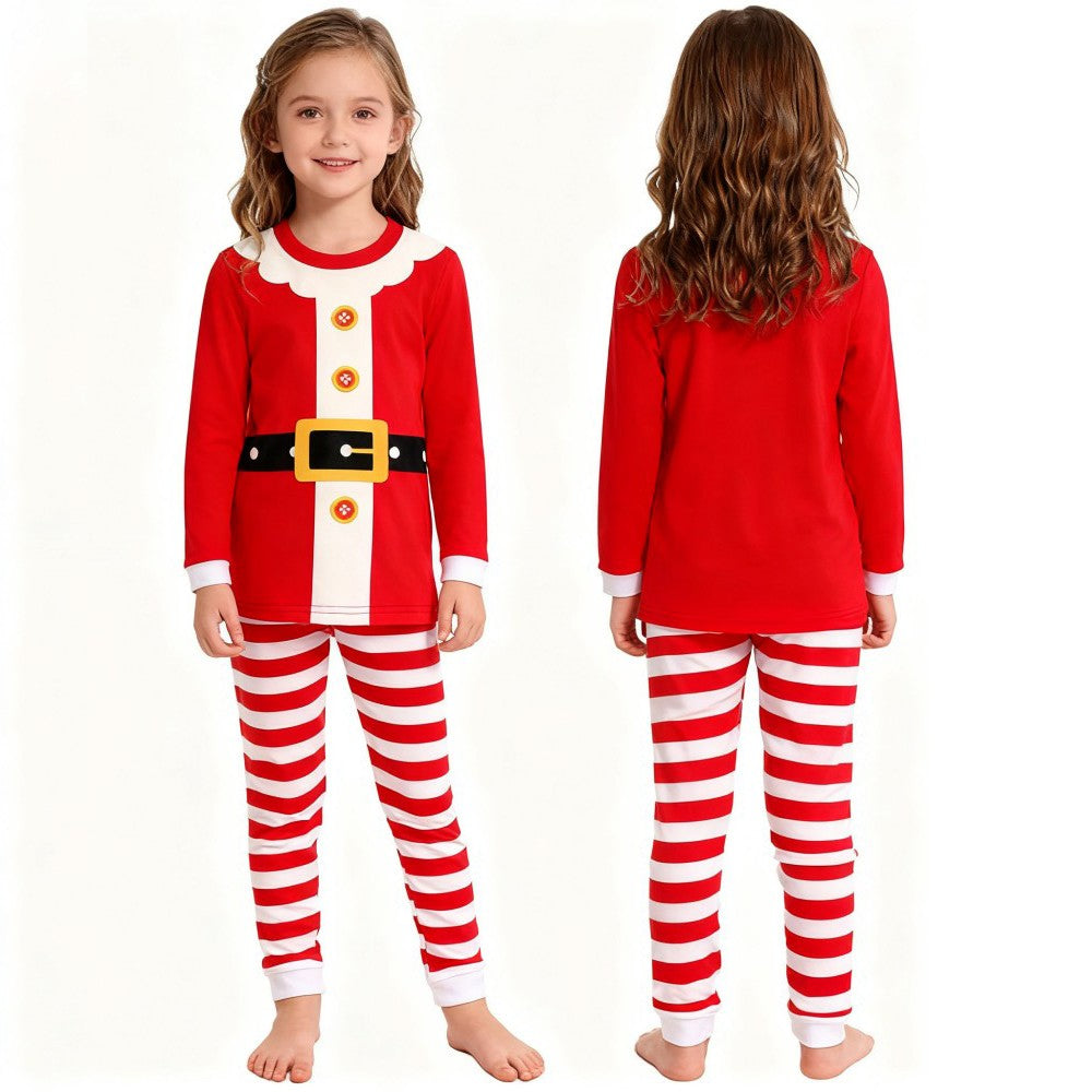 Boys Girls Christmas Pajamas Set Children Elf & Santa Costumes Baby Pijama Kids Long Sleeve Striped Pants Sleepwear For Xmas