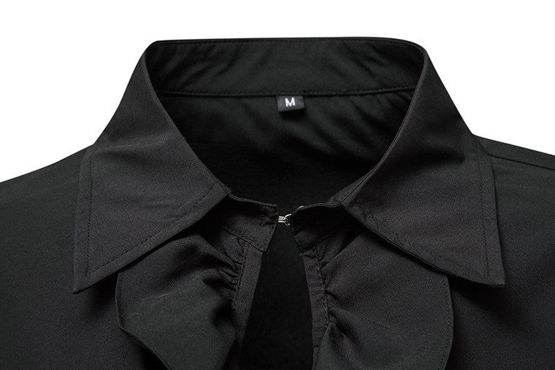 Men Steampunk Ruffle Shirt Long Sleeve Lace Cuff Medieval Victorian Halloween Costume Tops