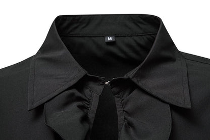 Men Steampunk Ruffle Shirt Long Sleeve Lace Cuff Medieval Victorian Halloween Costume Tops