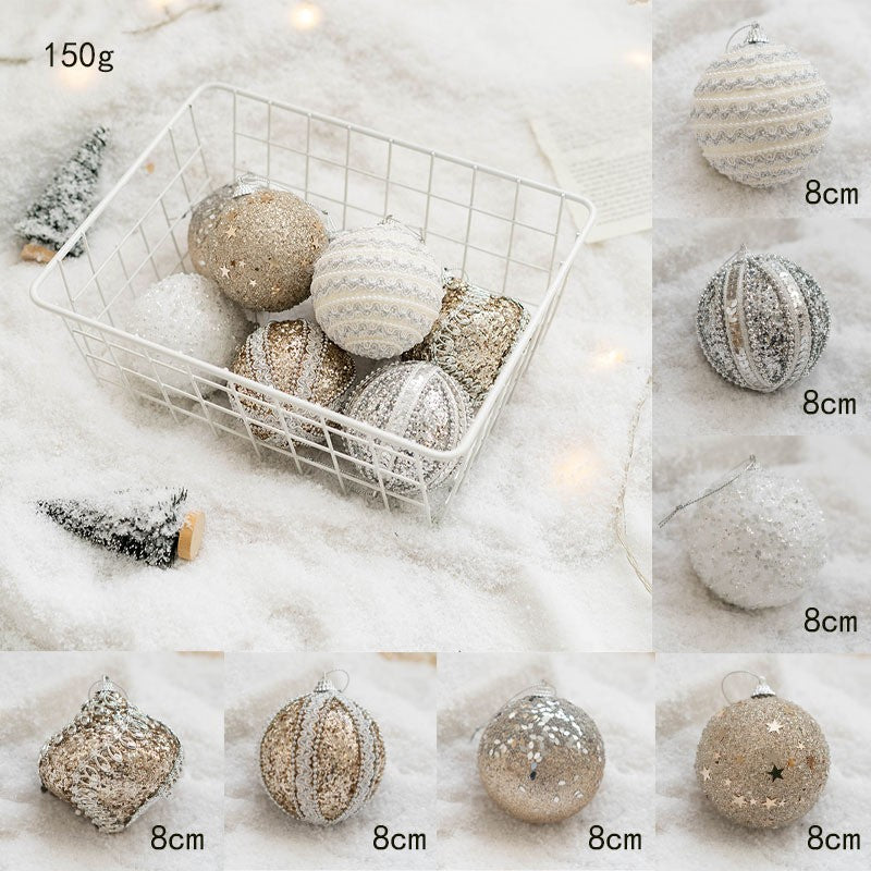 Christmas Ball Painted Ball Golden Silvery Champagne Glitter Stars Christmas Tree Hanging Window Decoration Small Gifts Toys