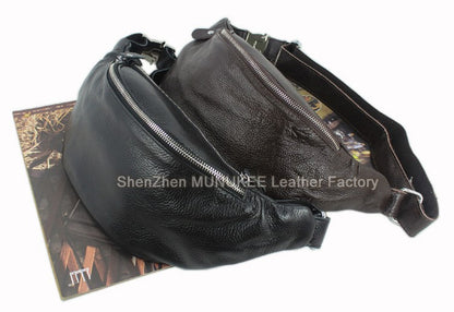Fashion Genuine Leather waist bag for men fanny pack Leather belt bag waist pack bum bag money belt waist pouch molle pochete