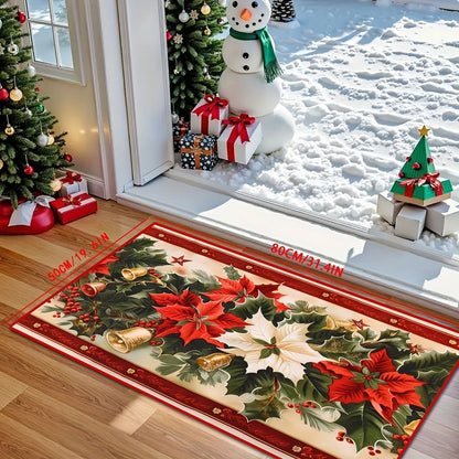VIKAMA Christmas Two-Piece Rug Set American-Style Printed Holiday Party Decor Rug Kitchen & Bathroom Absorbent Rug