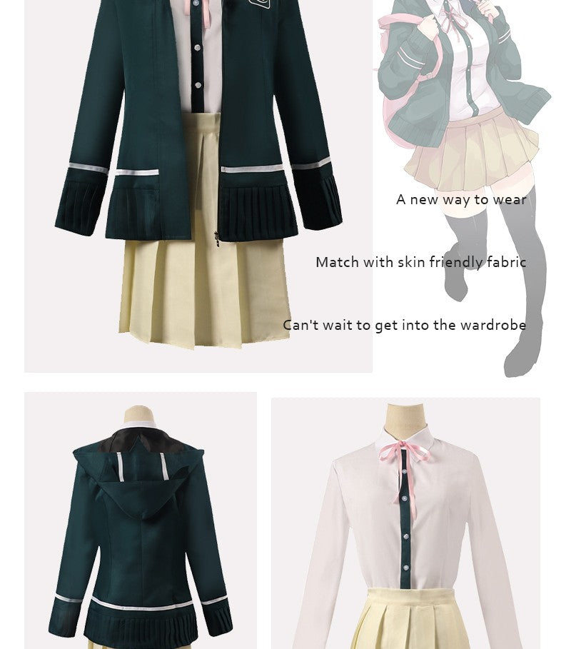 Uniforme de lycéens Anime recruté anronpa Nanami ChiaKi Cosplay Costume, veste à manches longues, jupe courte, jupe Loli