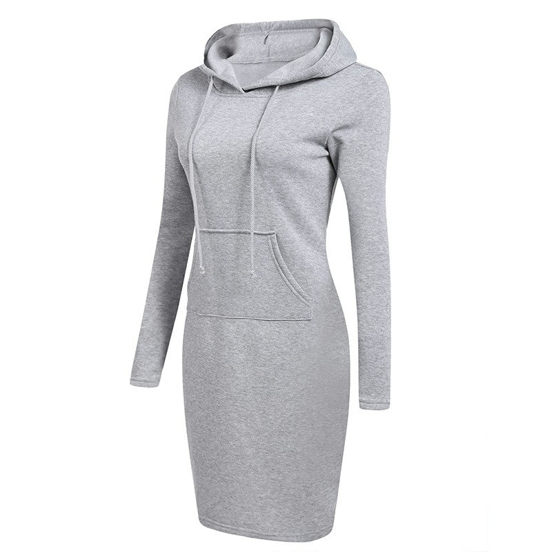 Fashion Sweatshirt Dresses Women's Pocket Hooded Casual Dresses Mini Dresses