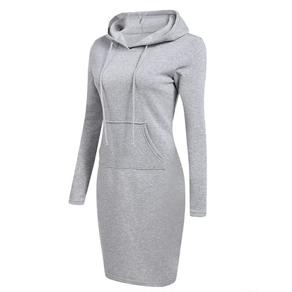 Fashion Sweatshirt Dresses Women's Pocket Hooded Casual Dresses Mini Dresses