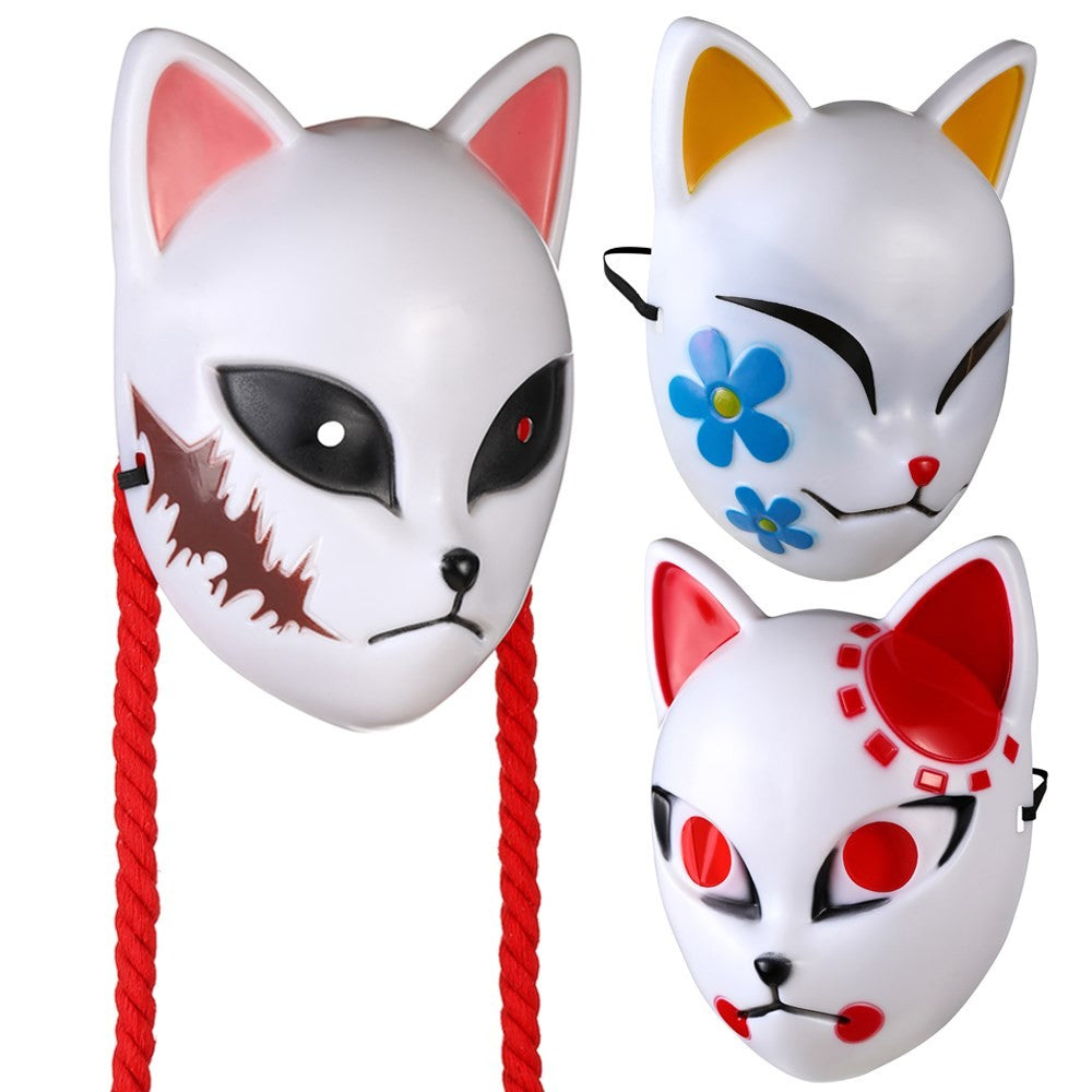 Anime Demon Mask Cosplay Kimetsu No Yaiba Sabito Makomo ABS Plastic Masks Halloween Party Costume Props Deluxe