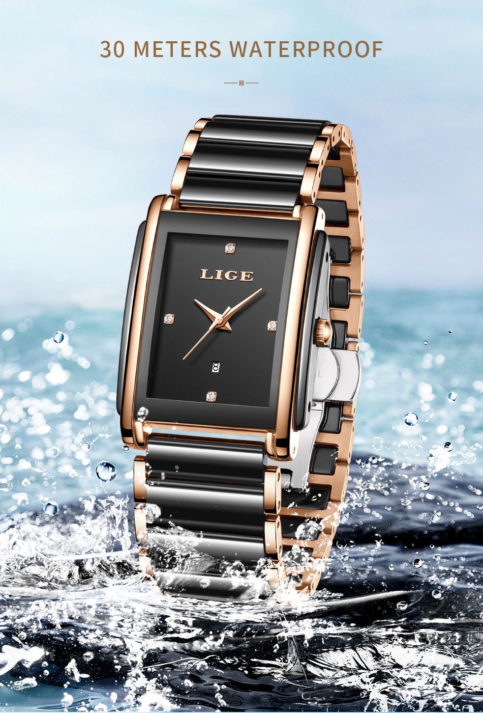 LIGE Fashion Elegant Watch for Women Japanese Movement Ceramics Strap Luxury Ladies Bracelet Quartz Watches Gifts Reloj Mujer