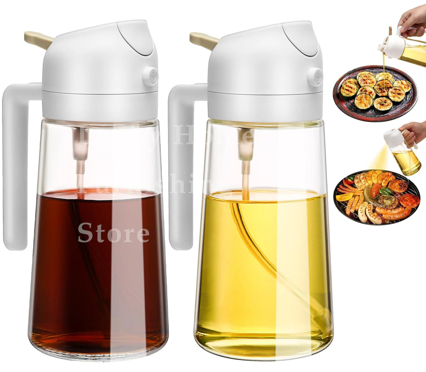 2 in 1 Pour Spray Sprayer Bottle for Kitchen Oil Sprayer Cooking 17oz/500ml Plastics Bottle Food-grade Oil Mister for Air Fryer