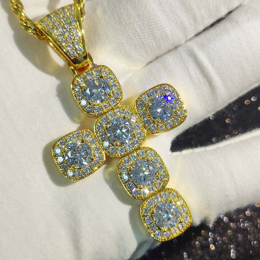 2026 Hip Hop Cross Pendant Necklace for Men 4mm Zircon Tennis Chain Ice Sparkling Necklace for Women Punk Jewelry Fashion Gift