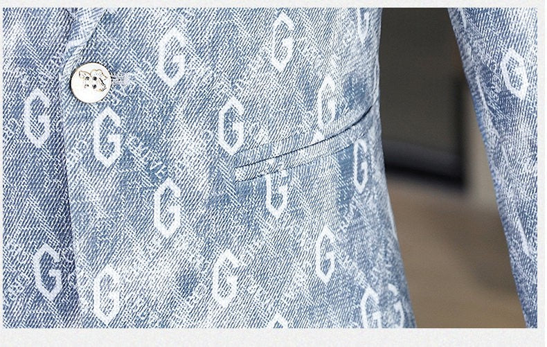 New Floral Pattern Autumn Winter Men's Suit Slim Fit Youth Formal Single Blazer Jacket