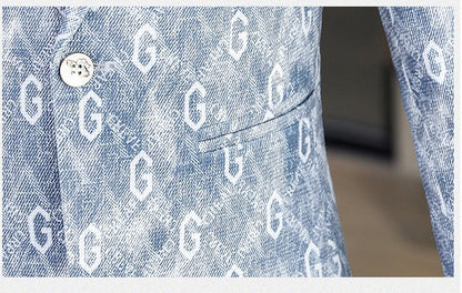 New Floral Pattern Autumn Winter Men's Suit Slim Fit Youth Formal Single Blazer Jacket